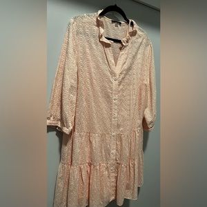 Tommy Hilfiger Dress Size 14, 3/4 Sleeve Pink Button Down with slip, comfortable